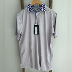 Boston Scott Men’s Golf Polo Gray With Vibrant Collar Size M Short Sleeve NWT